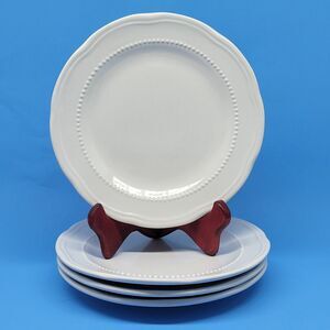 Pottery Barn Outlet White Beaded Scalloped 8" Salad Plates Set of 4